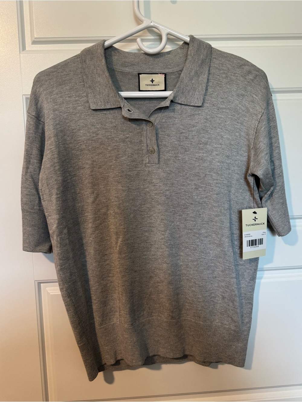 NWT Tuckernuck Lightweight Sweater Polo, Short Sleeves, Gray, Size Small